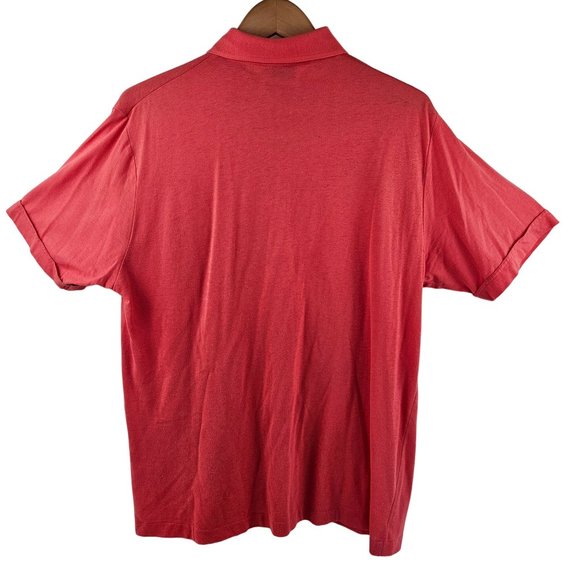 RHM Classic Mens Polo Shirt Size L Coral Solid Short Sleeve Pocket Lightweight - Picture 2 of 10